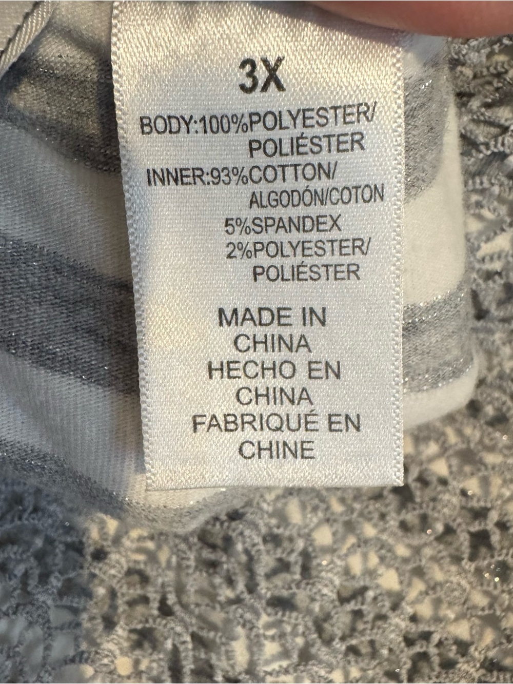 ALFRED DUNNER  Gorgeous  Silver/Gray/White Open-Knit Overlay Top PLUS: 3X    #Z - Picture 5 of 6